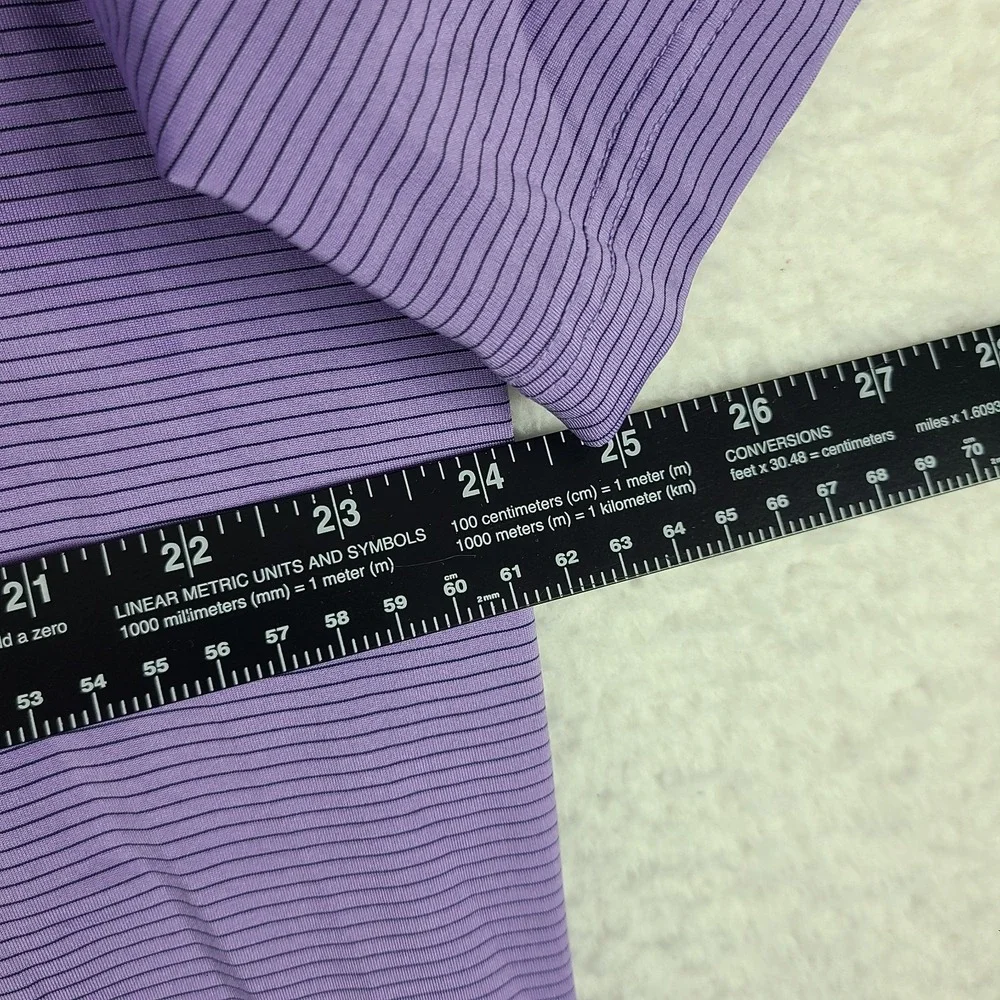 Johnnie-O Polo Shirt Mens XL Purple Striped Performance Golf Short Sleeve